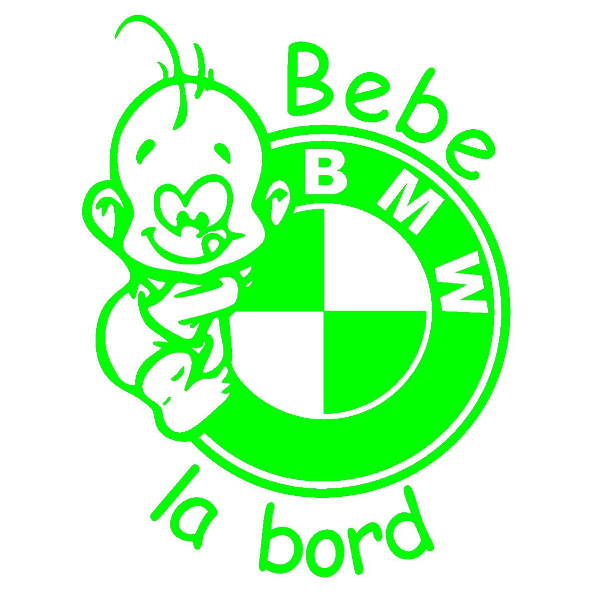Sticker auto - Bebe la bord - BMW - Verde - 11.4 x 15 cm