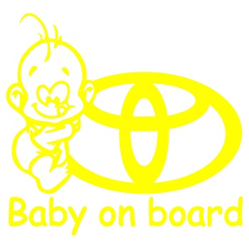 Sticker auto - Baby on board - Toyota - Galben - 15 x 14.1 cm Sticker auto - Baby on board - Toyota - Galben - 15 x 14.1 cm