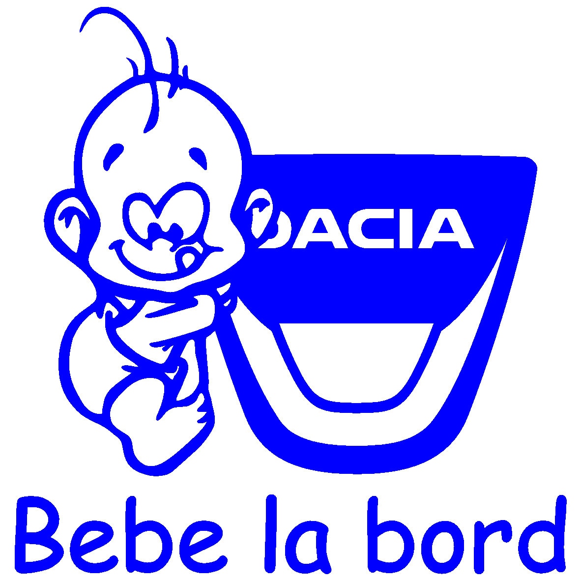 Sticker auto - Bebe la bord - Dacia - Albastru - 15 x 15.4 cm