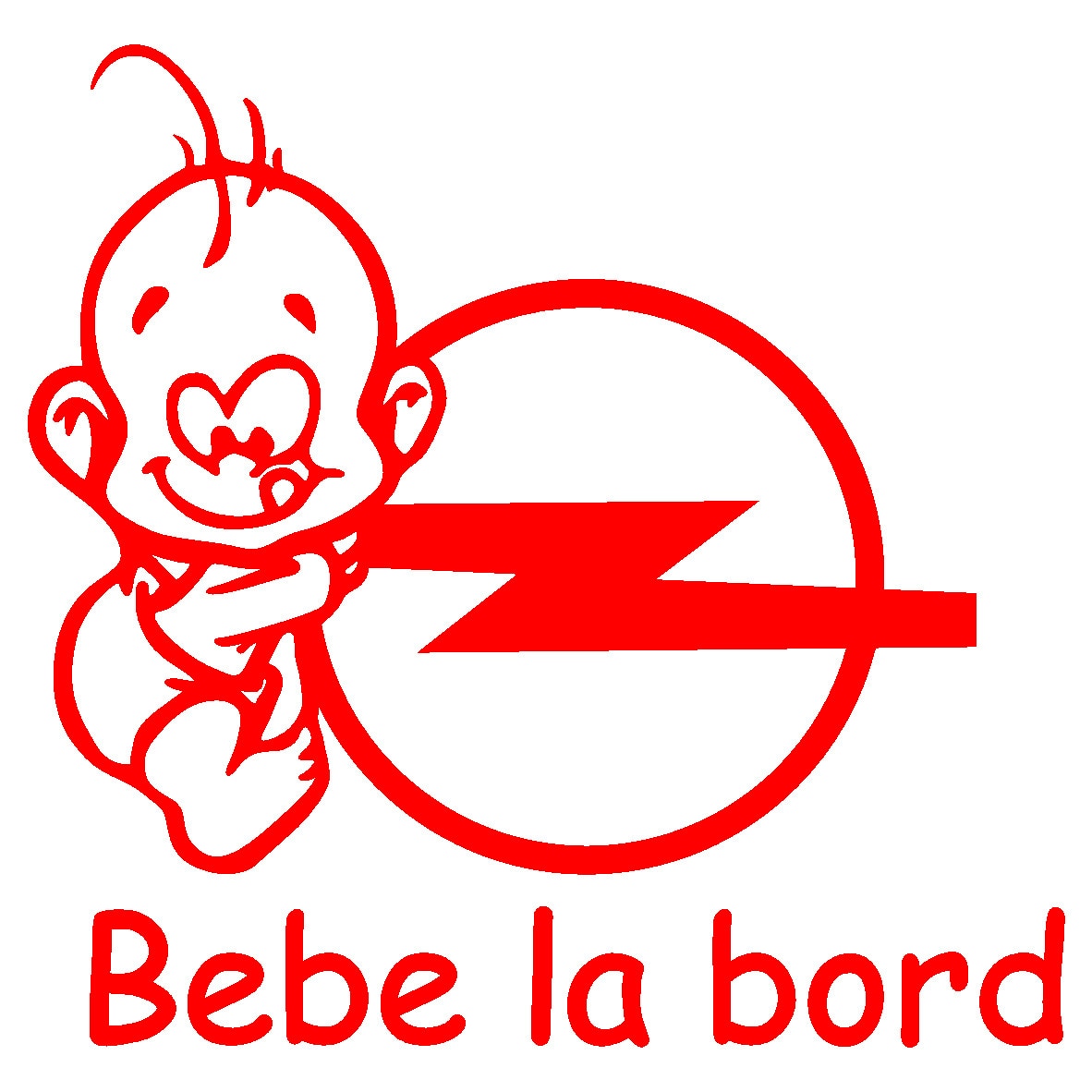 Sticker auto - Bebe la bord - Opel - Rosu Passion - 15 x 14.4 cm