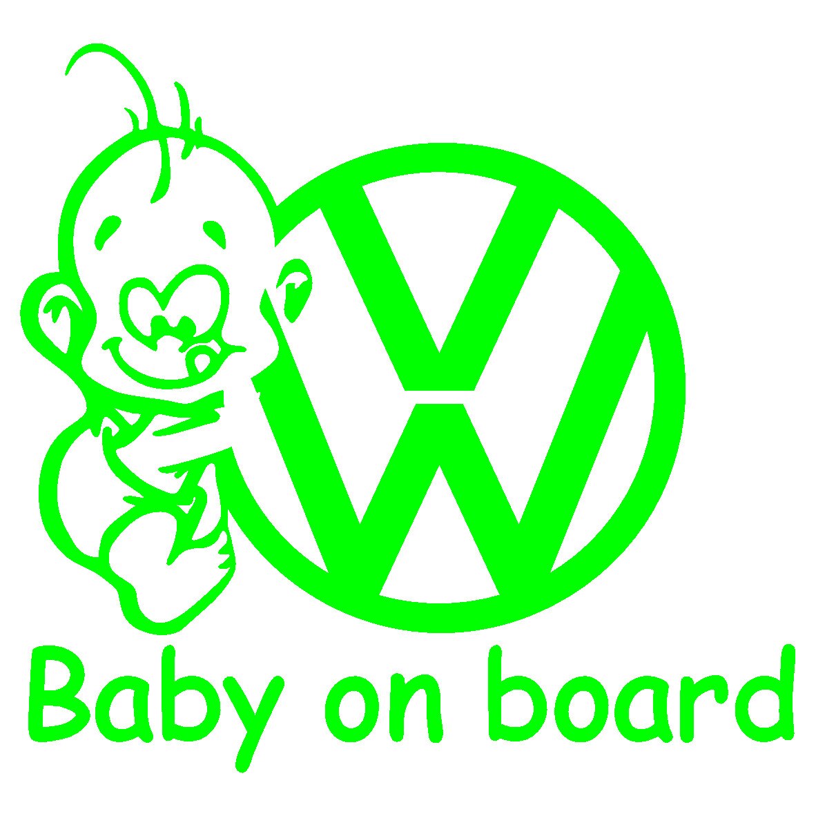 Sticker auto - Baby on board - VW - Verde - 15 x 14.1 cm