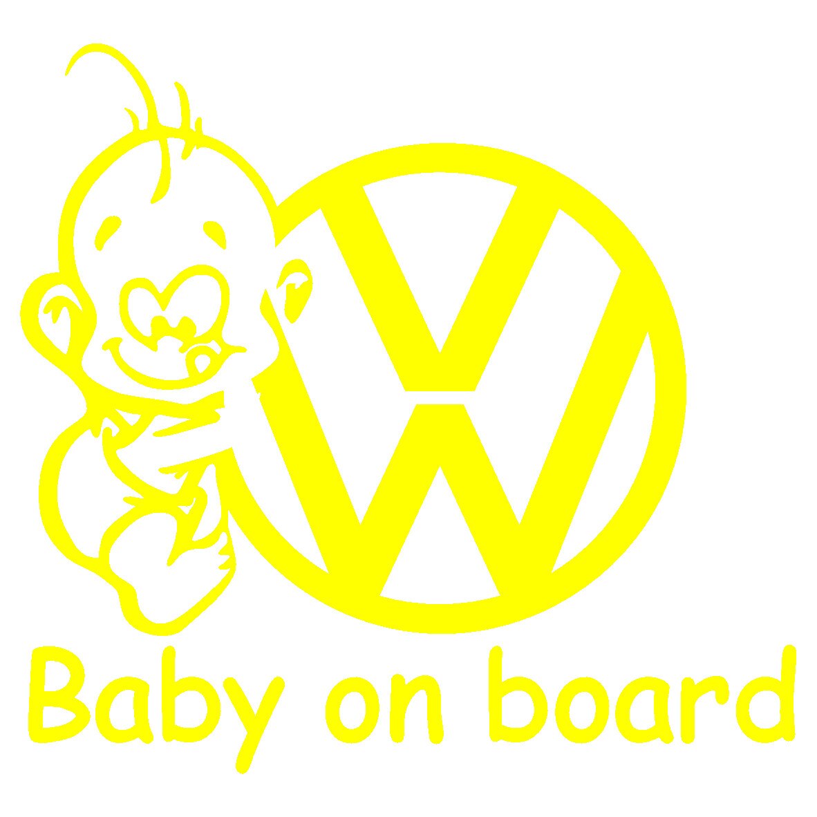 Sticker auto - Baby on board - VW - Galben - 15 x 14.1 cm