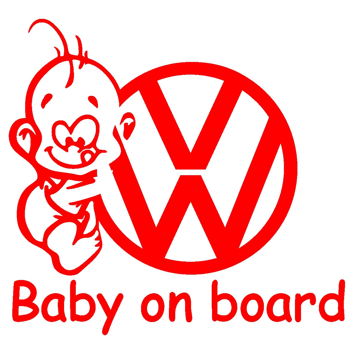 Sticker auto - Baby on board - VW - Rosu Passion - 15 x 14.1 cm