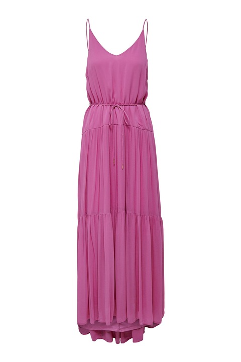 Only, Rochie maxi cu decolteu in V si bretele subtiri Merle, Roz fandango, L