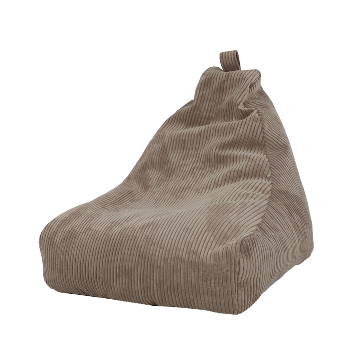 Fotoliu puf tip perna Ecopuf Keiko S, ergonomic, din catifea moale si rezistenta, culoare maro ciocolatiu, dimensiuni compacte 70x65 cm, ideal pentru relaxare in living, dormitor, camera copii, cu design modern si minimalist, confort premiu