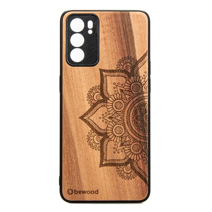 Husa Oppo Reno 6 5G, Bewood, Lemn, Negru/Maro