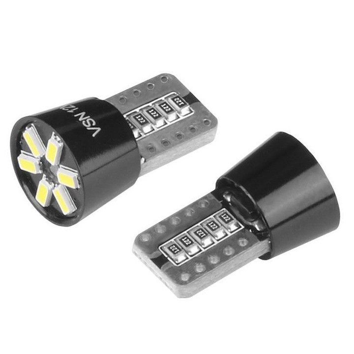 Set 2 becuri T10, cu 6 Led 12V W5W Canbus Vision 58248 Carmotion