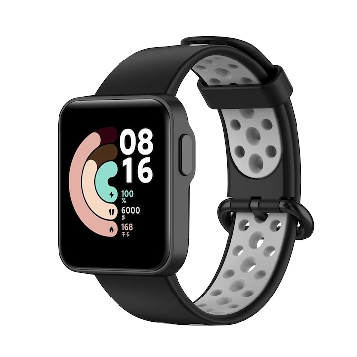 OEM Szíj, Xiaomi Mi Watch Lite / Redmi Watch készülékhez, szilikon, fekete/szürke