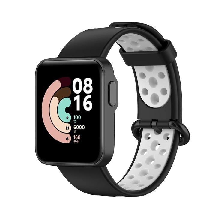OEM Szíj, Xiaomi Mi Watch Lite / Redmi Watch készülékhez, szilikon, fekete/fehér