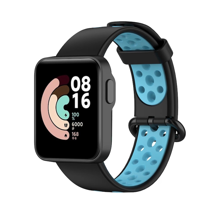 OEM Szíj, Xiaomi Mi Watch Lite / Redmi Watch készülékekhez, szilikon, fekete/kék