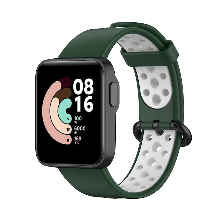 OEM óraszíj, Xiaomi Mi Watch Lite / Redmi Watch, szilikon, zöld/fehér