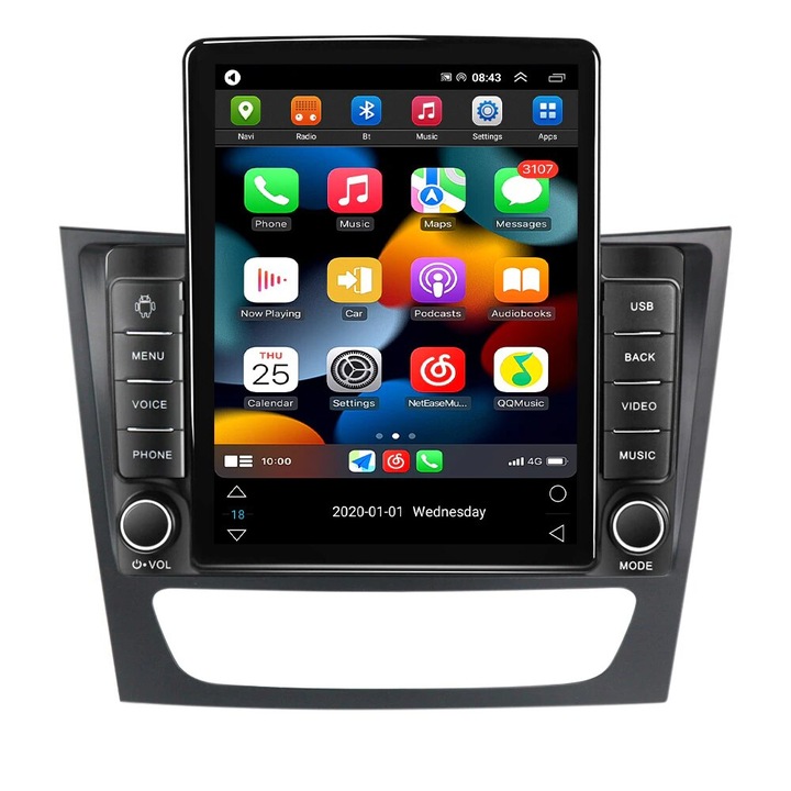 Navigációs Mercedes E Class W211 CLS W219 2002-2010-től, NAVIGPS, TESLA kijelző 9,5 hüvelyk, 2 GB RAM és 32 GB ROM, Wireless Carplay és Android Auto, Octacore processzor, 4G sim slot, DSP hang, tolatókamera, Bluetooth, USB, Wi Fi , Rádió
