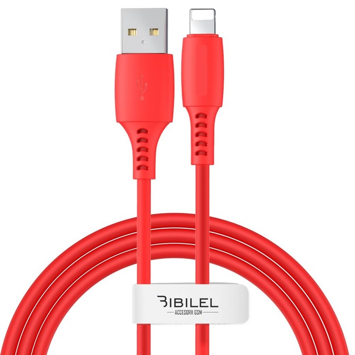 Cablu USB la Lightning, Bibilel pentru iPhone, iPad, iPod, lungime 2 metri, Rosu, SFH-BBL5697
