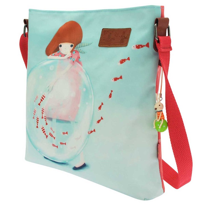 Geanta crossbody cu imprimeu,, Santoro London, 3 ani, Bumbac/Poliester, Multicolor