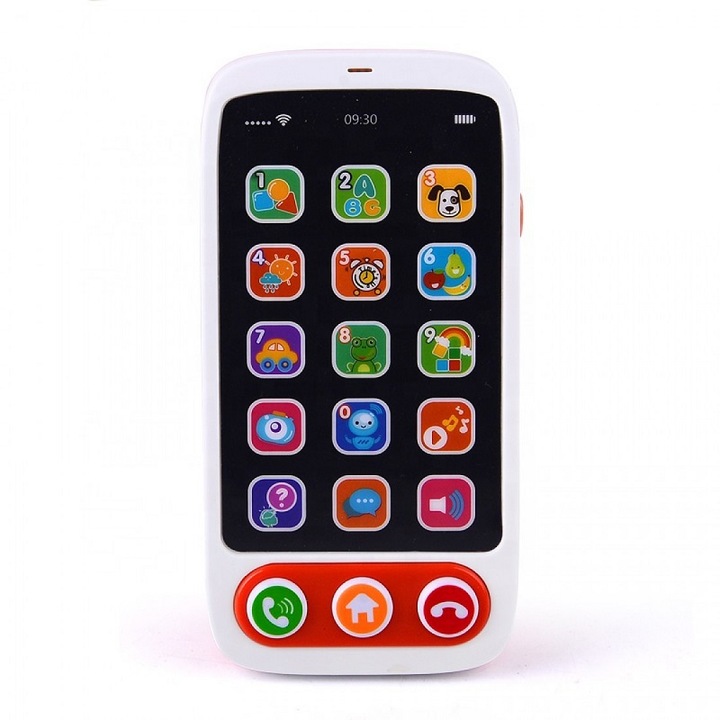Jucarie interactiva telefon de jucarie cu baterii incluse, cu touch, sunete si lumini, Picodino®