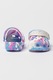Crocs, Saboti slingback cu model abstract, Alb/Roz/Albastru