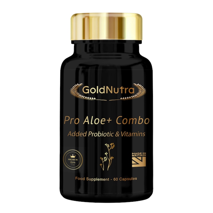 Pro Aloe+ Combo Gold Nutra Aloe Vera cu Vitamina C Fibre si Probiotice formula avansata 60 de capsule pentru detoxifiere si slabire naturala supliment alimentar