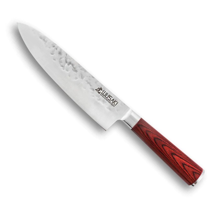 Cutit Chef knife lama otel X50 20 cm model japonez, maner pakkawood, lemn laminat