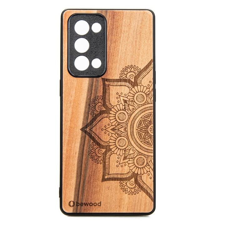 Защитен калъф Bewood, За OPPO Reno 6 Pro, Дърво, Силиций, Поликарбонат, Модел мандала, Кафяв