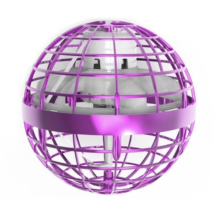 Minge zburatoare AKU cu LED-uri, tip OZN/Drona, Incarcare USB, Roz AK5233