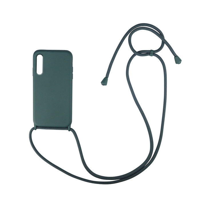 Husa cu snur pentru Samsung Galaxy A70 / A70s, My Colors, TPU/Silicon, Verde inchis