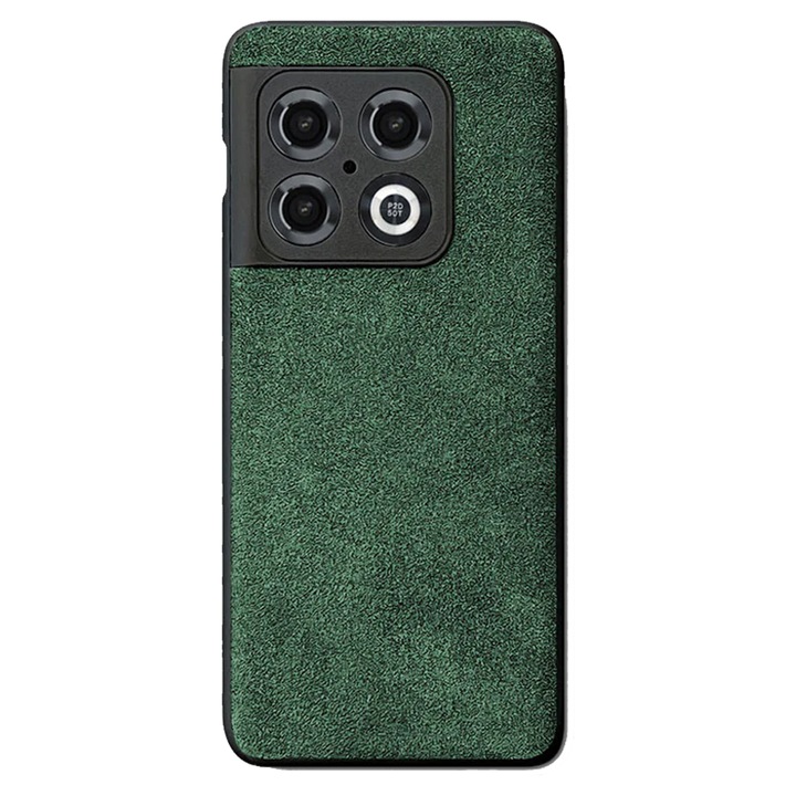 Калъф от алкантара SILKASE за OnePlus 10 Pro, мек материал, зелен цвят