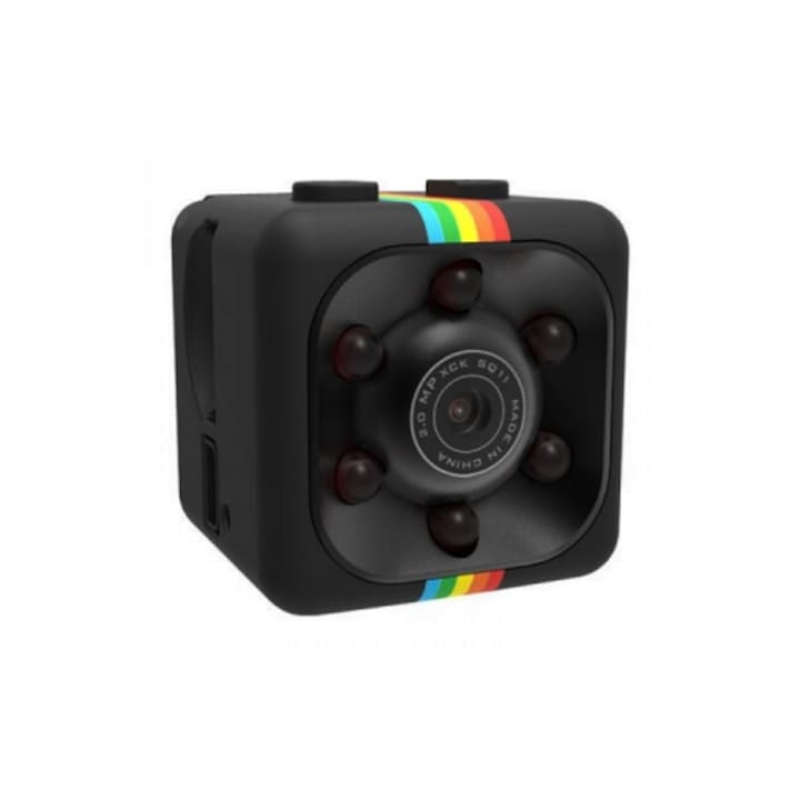 Mini kémkamera, Full HD 1080p, audio/videó és fotó funkcióval, éjszakai látás, TV-kimenet, kis fekete dizájn, WSN