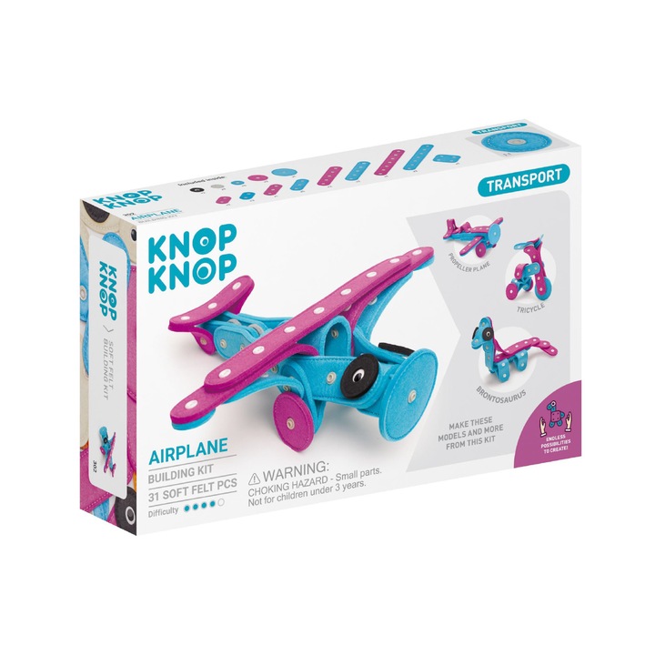 Set de constructie din fetru Avion, KNOP KNOP, 31 piese
