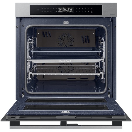 Cuptor incorporabil Bespoke Samsung NV7B4345VAS/U2, Electric, 76 l, Autocuratare catalitica, Dual Cook Flex, Display touch, Air sous vide,Natural Steam, SmartThings Cooking, Clasa A+, Negru/Inox