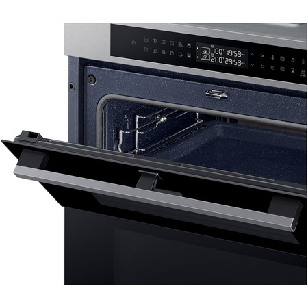 Cuptor incorporabil Bespoke Samsung NV7B4345VAS/U2, Electric, 76 l, Autocuratare catalitica, Dual Cook Flex, Display touch, Air sous vide,Natural Steam, SmartThings Cooking, Clasa A+, Negru/Inox