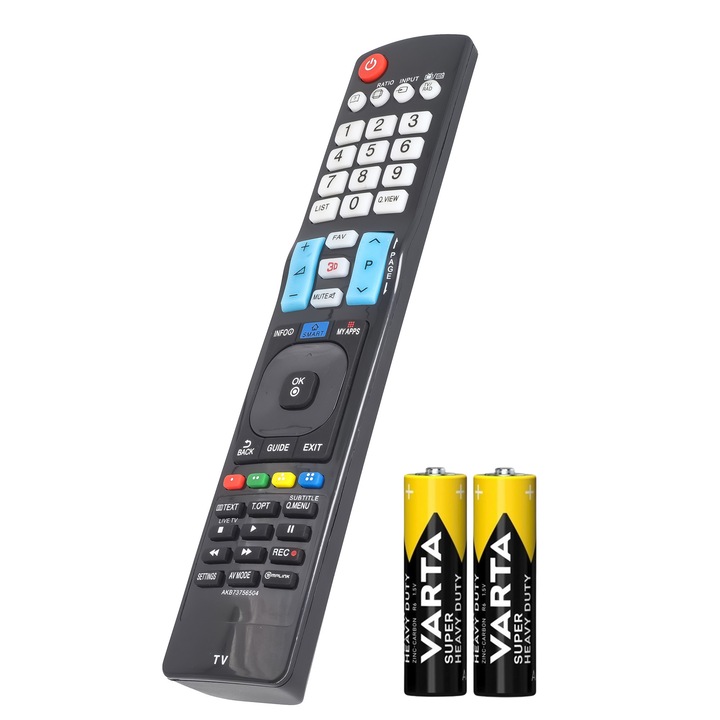 Telecomanda compatibila LCD/LED, LG, AKB73756504, smart, 3D, My apps, neagra, baterii incluse