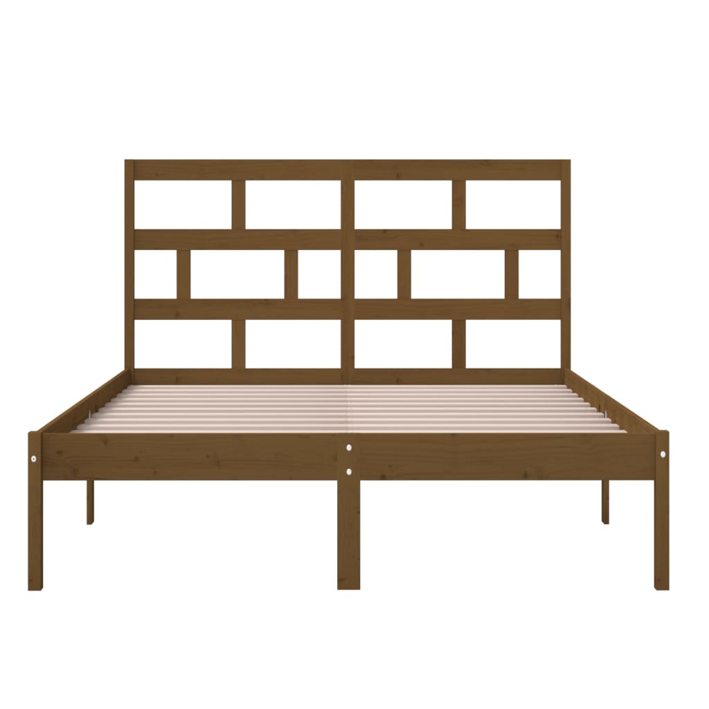 Cadru pat King Size 5FT, maro miere, 150x200 cm, lemn masiv, 24,25 kg