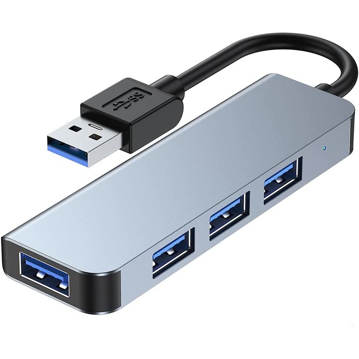 Hub 4n1, IFUFR, USB 3.0, Gri