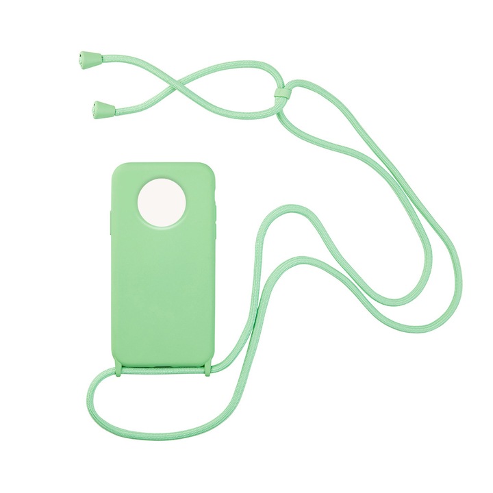 Husa de protectie cu snur, My Colors, CarryHang, TPU, Compatibila cu Xiaomi Redmi Note 9T, Verde deschis