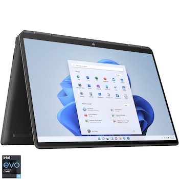Laptop HP Spectre x360 cu procesor Intel Core i5-1235U, 13.5" WUXGA+ (1920x1280), Touch, 16GB DDR4, 512GB SSD, Intel Iris Xe Graphics, Windows 11 Home, Nightfall Black