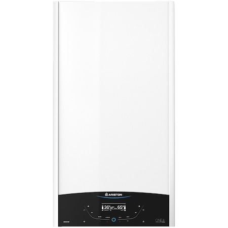 Centrala termica murala in condensare Ariston GENUS ONE+ WIFI 35, 35kW, gaz natural + GPL, Wi-Fi, ecran tactil, schimbator caldura otel inoxidabil, control vocal, fara kit inclus