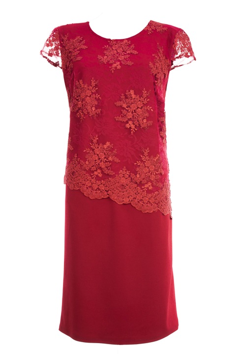 Rochie dama, cu broderie1, Visiniu