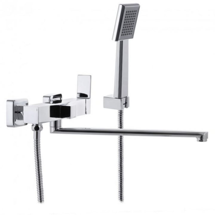 Смесител за вана Mixxus Premium Franco 006-25 Euro, месинг, цвят хром, едноръкохватков с душ слушалка
