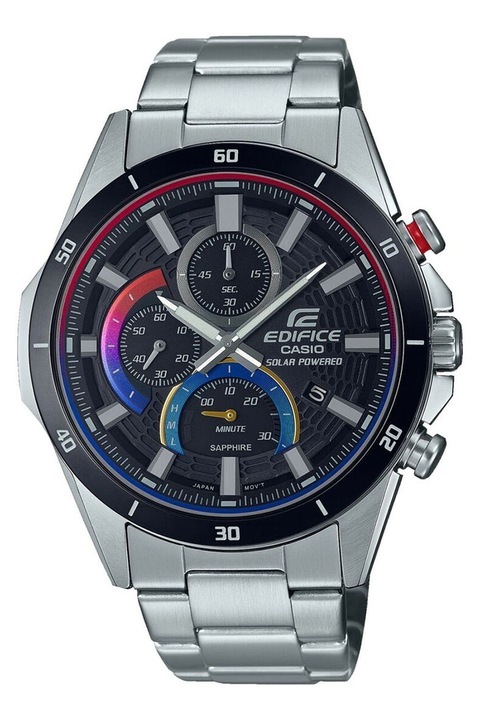 Casio, Часовник от неръждаема стомана с хронометър, Сребрист