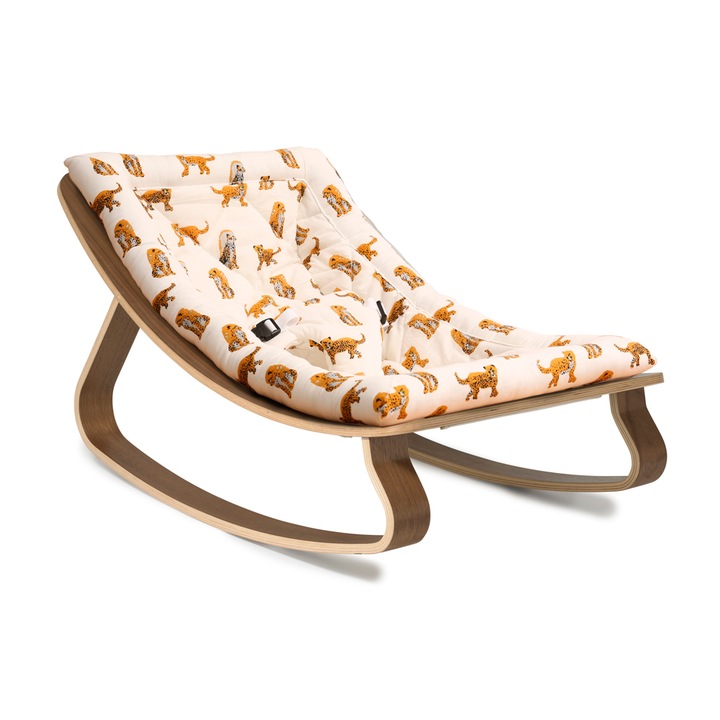 Balansoar bebe, Charlie Crane, Lemn/Bumbac/Poliester, Model animale, 40 x 75 x 46 cm, Multicolor