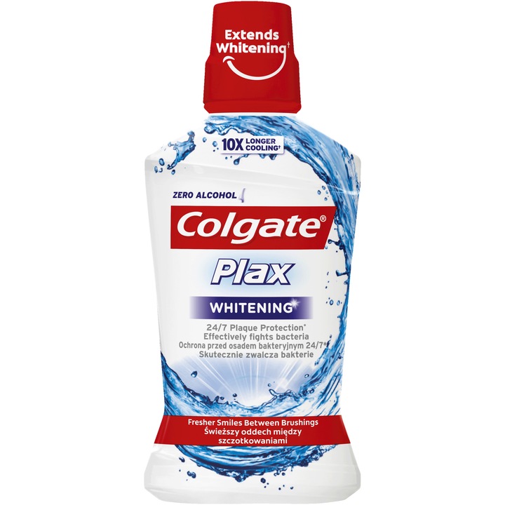 Вода за уста Colgate Plax Whitening, За избелване, 500 мл