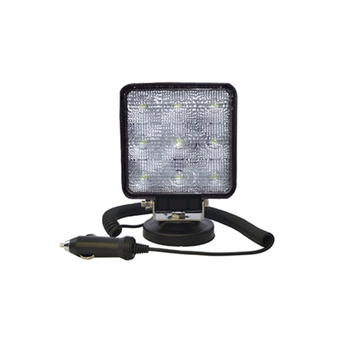 Proiector LED JBM 94803, 9 LED x 3 W, 1450 lumeni, patrat, lumina difuza, baza magnetica, corp din aluminiu, IP68