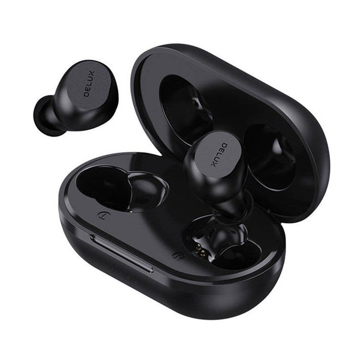 Casti wireless in ear Delux DT3, protectie IPX5, protocol wireless: Bluetooth 5.0, autonomie: aproximativ 6 ore, Negru