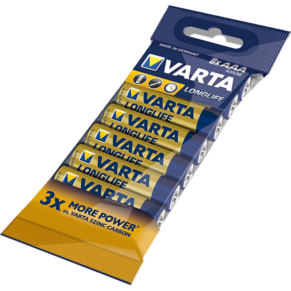 Baterii Alcaline VARTA Longlife Extra AAA, 8 buc