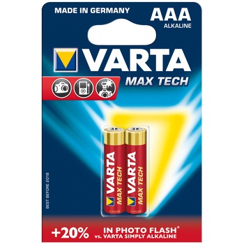 Baterii Alcaline VARTA Max Tech AAA, 2 buc Baterii Alcaline VARTA Max Tech AAA, 2 buc