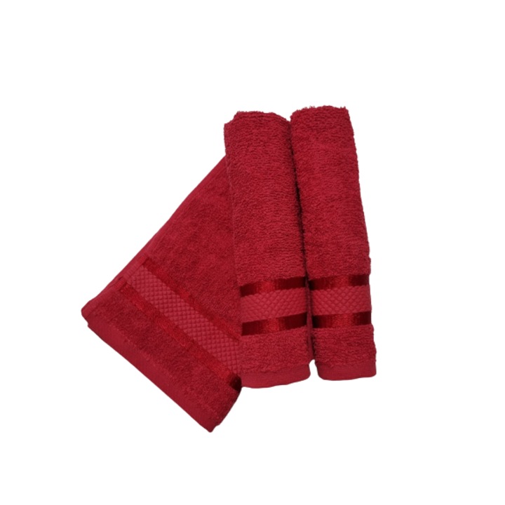 Комплект 3 кърпи за ръце, червени, 30 х 50 см, 100% памук