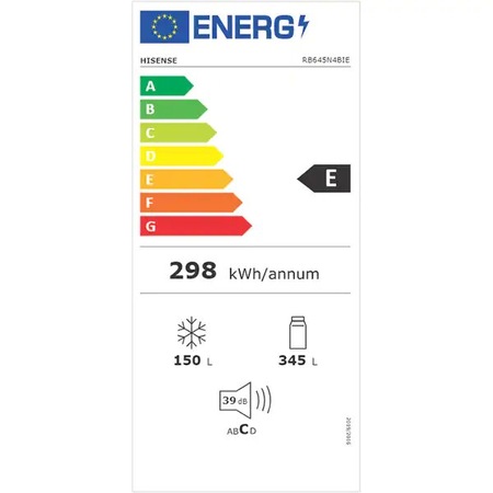 Combina Frigorifica HISENSE RB645N4BIE, No Frost, 495 l, H 200 cm, Clasa E, Argintiu