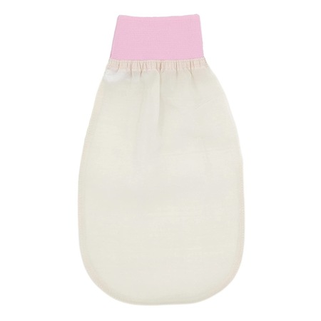 Manusa exfolianta din 100% matase pentru baie, white-pink