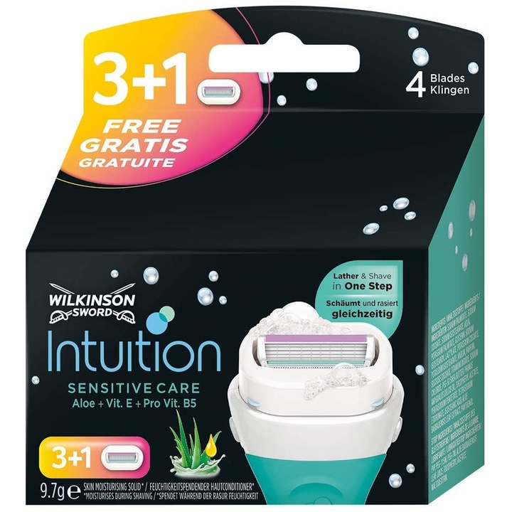 Set Rezerve aparat de epilat Wilkinson Intuition Sensitive Care Aloe, Femei, 4 buc