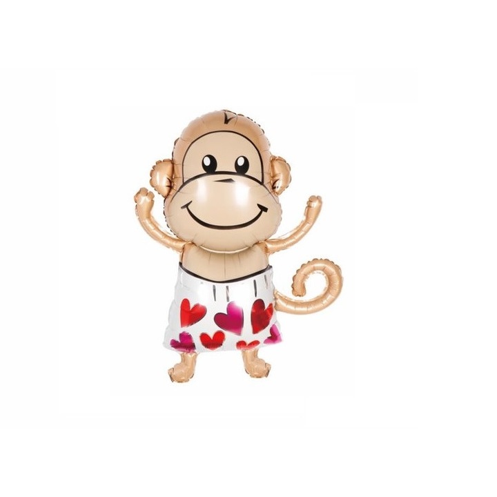 Alufóliából készült figura lufi, Majom típusú, 68 cm x 95 cm